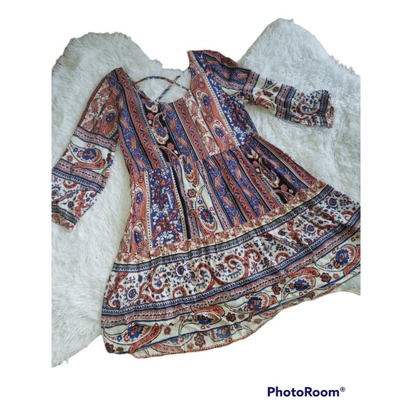 Umgee Tops - UMGEE Tunic Top Dress Small Floral Paisley 3/4 Sleeves Bohemian Festival